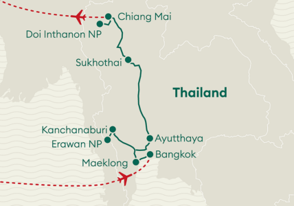 Thailand Norden Reiseverlaufkarte Privatreise